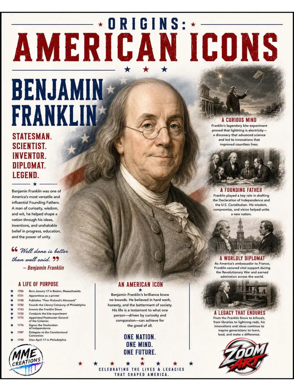 4677 Benjamin Franklin American Icons 8x10 Glossy Print